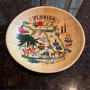Vintage Florida souvenir bamboo carrib bowl